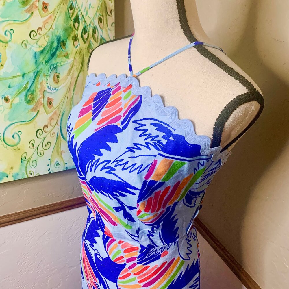 Farm Rio Blue Color Birds Midi Dress NWT Size XL - Picture 12 of 16